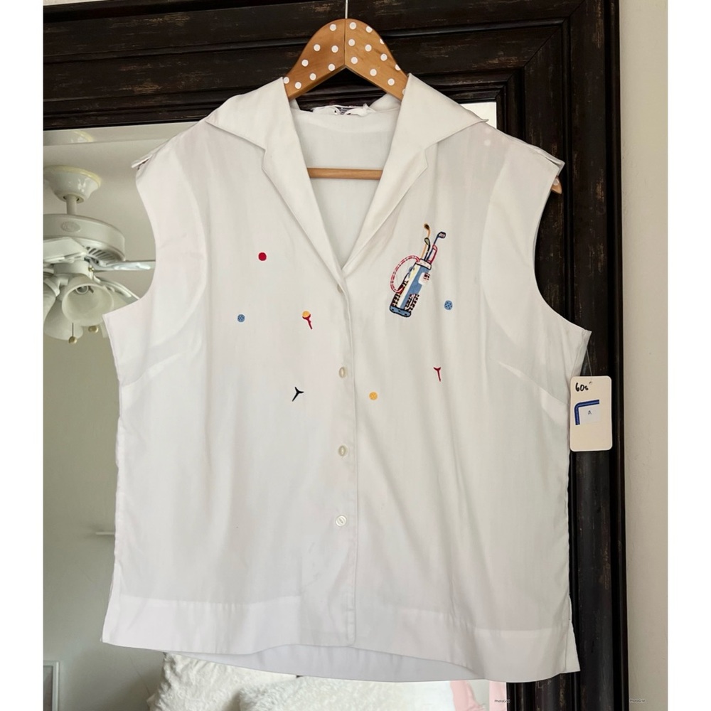 Vintage Charlottes Hand Embroidered Golf Collared Top